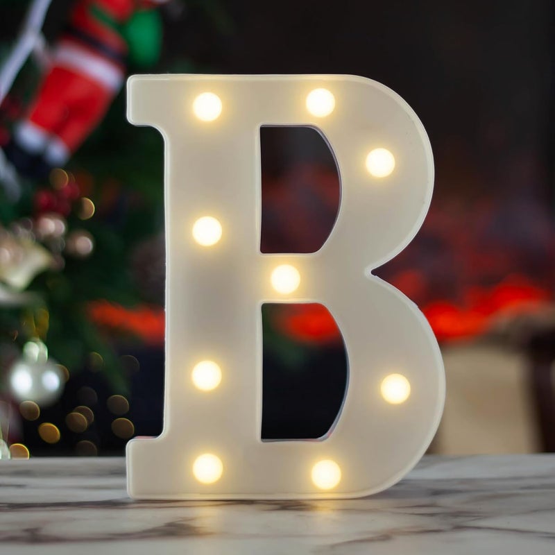 SKYPHAROS LED Marquee Letters, White 26 Alphabet Light Up Letters, Battery Powered LED Letter Lights for Birthday Party, Christmas Night, Home, Bar, Graduation, Wedding Decoration(B) - Image 1